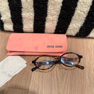 Miu Miu Tortoiseshell Glasses with Coral Case